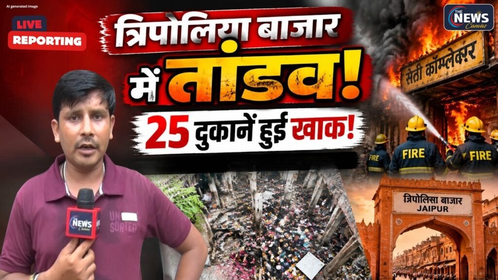 जयपुर के त्रिपोलिया बाजार में भीषण आग, 25 दुकानें चपेट में... 30 दमकलें जुटीं बुझाने में | TNC |